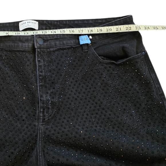 Lane Bryant Black Boyfriend Fit Jeans With Rhinestone Party Plus Size 26 - Picture 9 of 13